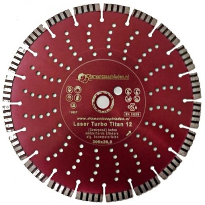 Diamantschijf diameter 350mm Titaan met Turbo segmenten